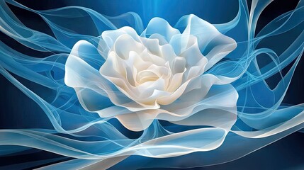 Poster - Soft abstract background in blue and white, featuring a diffused white circle in the center for a modern and fresh look.