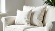 © Soul - Mockup of white square pillow on cozy white sofa