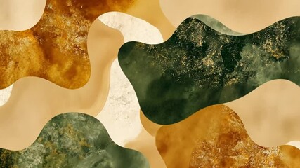 Poster - Abstract organic shapes in earthy tones with green and orange accents, creating a harmonious balance of color and form for modern design