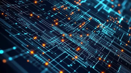 Poster - Exploring a futuristic digital landscape filled with vibrant circuits and glowing nodes