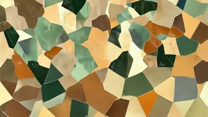 Poster - Abstract organic shapes in earthy tones, featuring a blend of greens, browns, and creams, creating a modern textured background for design projects.