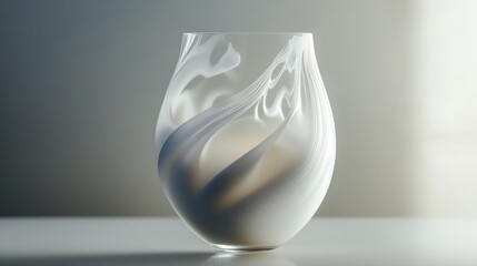 Poster - Milk splashes elegantly into a glass, creating a creamy texture as it forms a perfect swirl against a clean backdrop.c