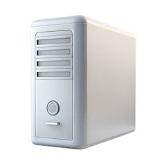 Fototapete - White System unit of a computer icon. 3d rendering isolated on white background. Cartoon plastic style icon