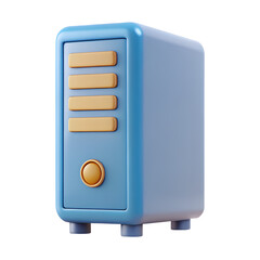 Fototapete - Blue System unit of a computer icon. 3d rendering isolated on white background. Cartoon plastic style icon
