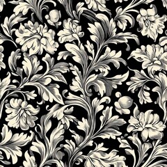 Poster - Vintage Woodcut Seamless Pattern Classic Engraving Details for Retro Design Projects