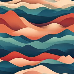 Poster - Abstract Mountain Ranges Seamless Pattern Wavy Grain Design for Textile and Web