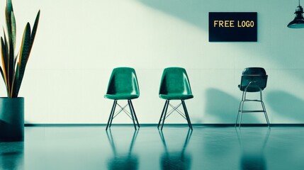 Leinwandbilder - A visually appealing digital collage of trendy green chairs with 
