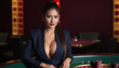 © Avinash - Attractive Asian woman working as hostess of a roulette game at a casino