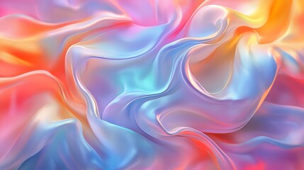 Leinwandbilder - Abstract Pastel Silk Waves: A Dreamy Digital Art