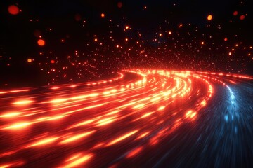 Poster - Abstract depiction of glowing streaks traveling through space at speed