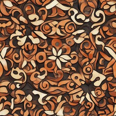 Poster - Intricate Woodcut Mandala Seamless Pattern for Textile Design