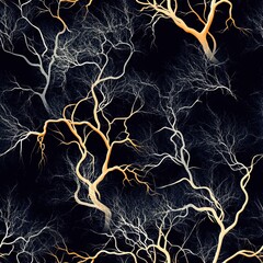 Poster - Glowing Seamless Pattern X Ray of Overlapping Tree Branches