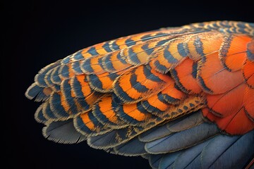 Poster - a close up of a colorful bird wing detail