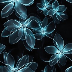 Poster - X Ray Inspired Glowing Petals Abstract Floral Pattern for Medical Tech and Design Projects
