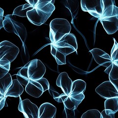 Poster - X Ray Inspired Glowing Petals Abstract Floral Pattern Design