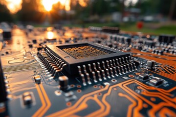 Poster - A Close Up View Of A Circuit Board Showing Components