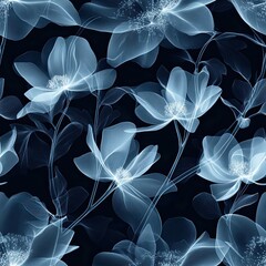 Poster - Glowing Floral Silhouettes Seamless Pattern X Ray Design for Textile Fashion and Web