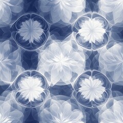 Poster - X Ray Style Floral Mandalas Soft Luminescent Seamless Pattern Design