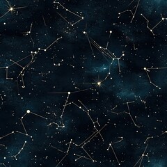 Poster - Glowing Star Constellations Seamless Pattern X Ray Style Design for Textiles
