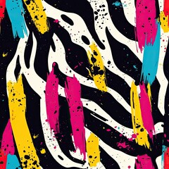 Poster - Abstract Zebra Print Seamless Pattern Trendy Artistic Design for Fashion Interiors and Branding