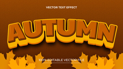 Poster - Editable text effect autumn text with leaves illustration