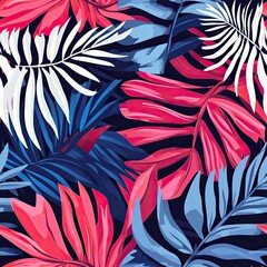 Poster - Bold Tropical Leaves and Zebra Print Seamless Pattern Design for Fashion Decor and Branding