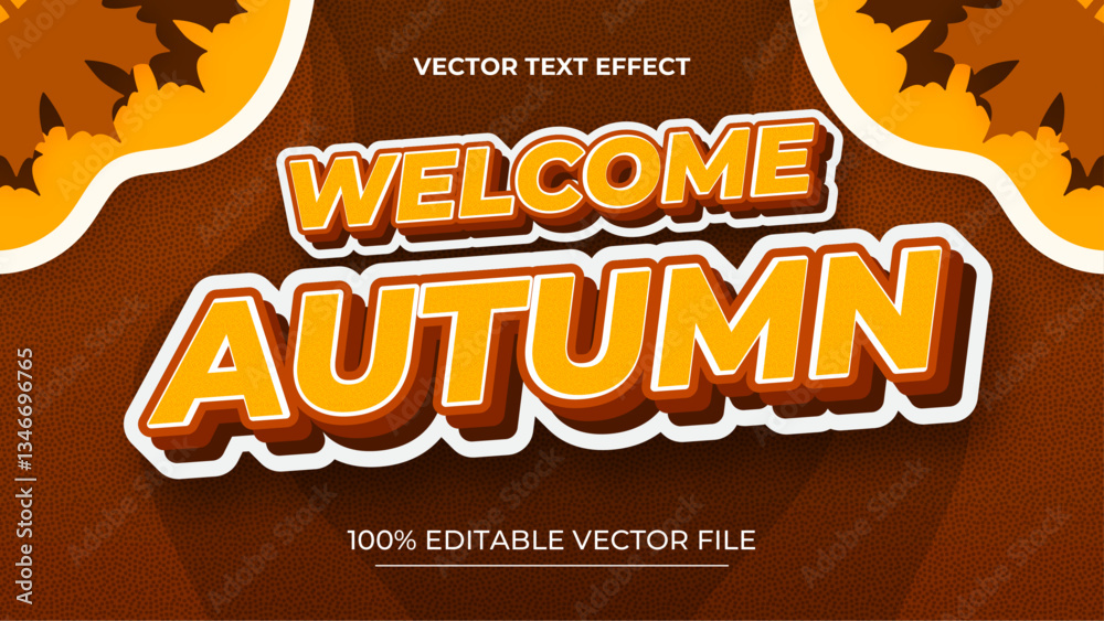 Fall Text Box Design Editable text style effect autumn text with maple leaves illustration ...