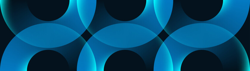 Poster - shiny blue circle lines pattern abstract glowing geometric lines