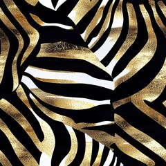 Poster - Metallic Zebra Print Foil Seamless Pattern Fashion Design