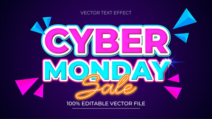 Poster - Cyber Monday Sale editable text effect Neon Color style