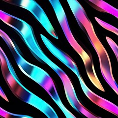 Poster - Metallic Holographic Zebra Stripes Seamless Pattern Design for Fashion Textiles and Branding
