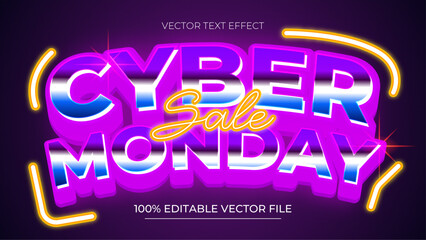 Poster - Cyber Monday Editable text effect in modern neon style