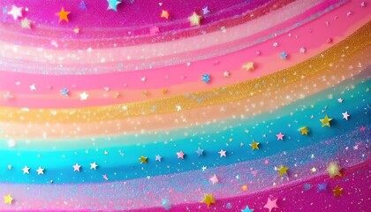 Aufkleber - glittering pastel starry sky with a cosmic rainbow swirl, dreamy fantasy background for creative design and decor

