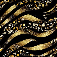 Poster - Elegant Zebra Stripes with Crystal Gemstone Seamless Pattern Design for Fashion Textile and Web
