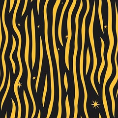Poster - Seamless Pattern Design Zebra Stripes with Star Accents