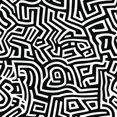 Aufkleber - Intricate Labyrinth Zentangle Pattern Seamless Design for Textile Wallpaper and Web