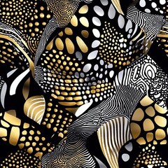 Poster - Zentangle Inspired Metallic Foil Seamless Pattern Design for Luxury Branding