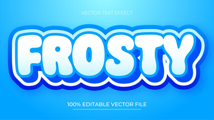 Poster - Frosty 3D editable text effect template with Snowy Winter Style