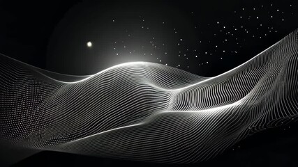 Poster - Dynamic lines create mesmerizing patterns in dark space with bright stars in the background