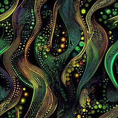 Poster - Zentangle Glow Seamless Neon Pattern for Trendy Designs