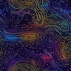 Poster - Zentangle Glowing Neon Seamless Pattern High Contrast Design for Fashion Web and Print