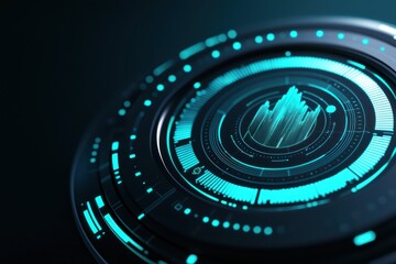 Poster - Futuristic Holographic Interface with Abstract Elements for Business Visualization Concepts