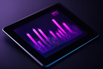 Poster - digital tablet displaying economic trends with colorful graphs and analytics visualizations