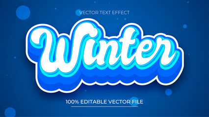 Poster - Winter text effect font editable typography 3d text for Christmas vector template