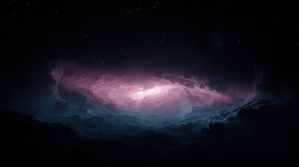 Wall Mural - Dark clouds, glowing light, cosmic space