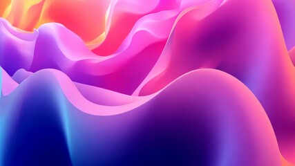 Poster - Colorful abstract waves creating a vibrant digital landscape with smooth gradients and soft curves