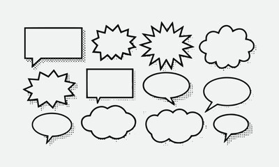 Fototapete - A modern vector-style illustration of various comic speech bubbles with halftone shadows, easily editable.