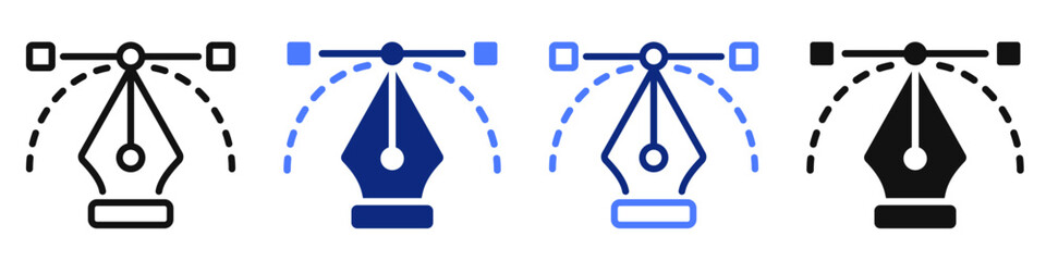 Aufkleber - Vector icon or logo of pen tool with bezier curve related to graphic design, vector graphics, drawing software. Symbol for website or app UI, logo design, illustration