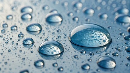 Aufkleber - Close-up of water droplets on a surface, showcasing their clarity and reflections.