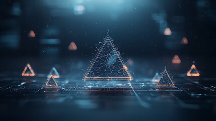 Poster - Abstract digital triangles on a futuristic circuit board